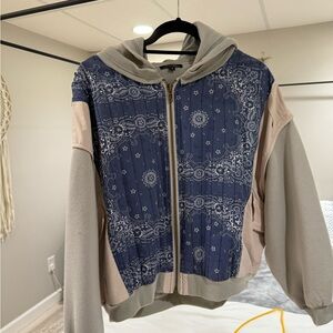 Blue and Gray Patterned Hoodie
